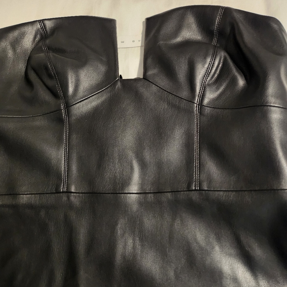 Susana Monaco Wire Strapless Faux Leather Dress - Picture 11 of 14